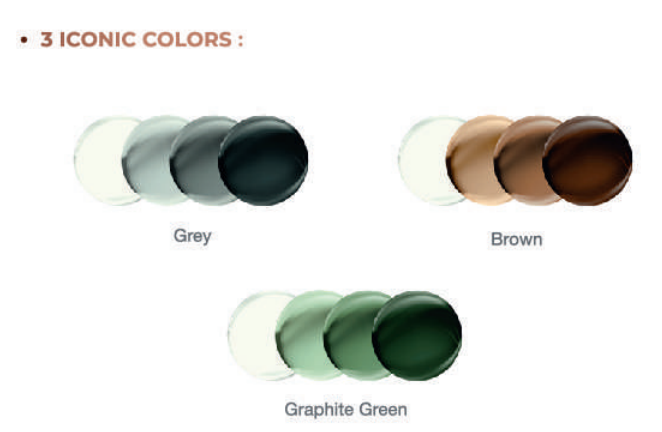 XTRActive Grey, Brown and Graphite Green lenses showing lighter and darker states